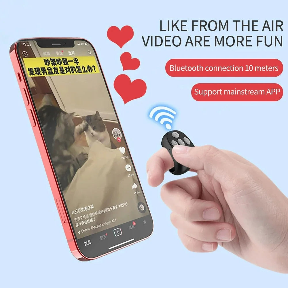 For Tiktok Ring Bluetooth Remote Control Fingertip Selfie Video Camera Shutter Controller Automatic Page Turner for Mobile Phone