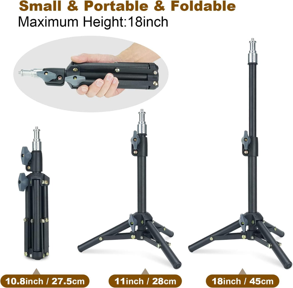 Flexible Mini Tripod Stand with 1/4" Screw for Photography Video Recording Vlogging 10.8”-18” Compatible with Gopro, Webcam, Camera, Ring Light-8801