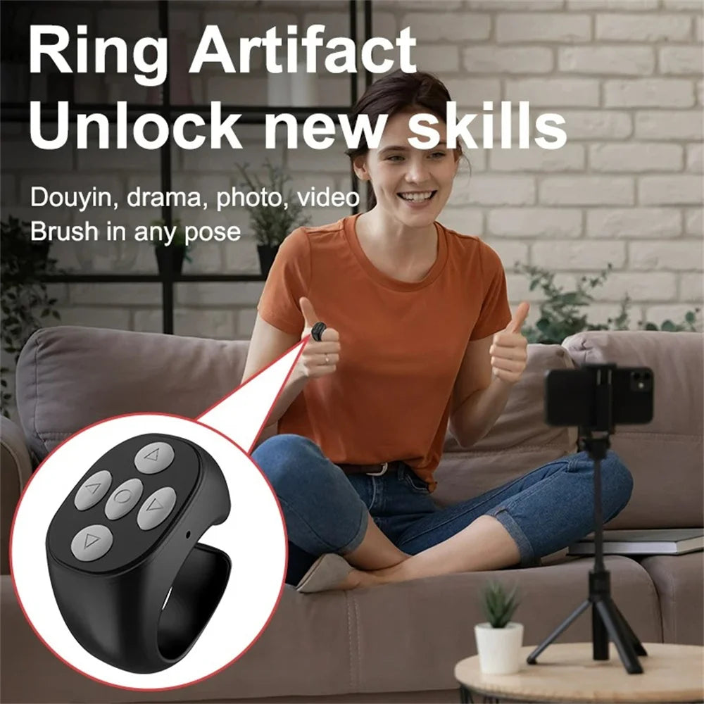 For Tiktok Ring Bluetooth Remote Control Fingertip Selfie Video Camera Shutter Controller Automatic Page Turner for Mobile Phone