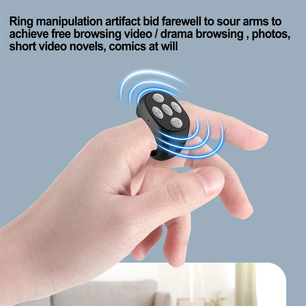 For Tiktok Ring Bluetooth Remote Control Fingertip Selfie Video Camera Shutter Controller Automatic Page Turner for Mobile Phone