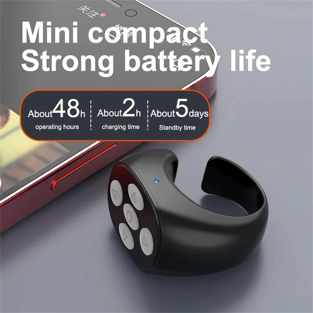For Tiktok Ring Bluetooth Remote Control Fingertip Selfie Video Camera Shutter Controller Automatic Page Turner for Mobile Phone