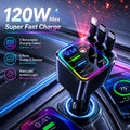 120W Max Multi-Port Charging Power Hub - High Speed Fast Charger, Vehicle/Auto Accessories, PD20W USB-A 65W, Tangle-Free Retractable Cables, Starry LED 1-Click Galaxy Projector for Phone Pad Laptop Car, High Speed Charger, Vehicle Accessories
