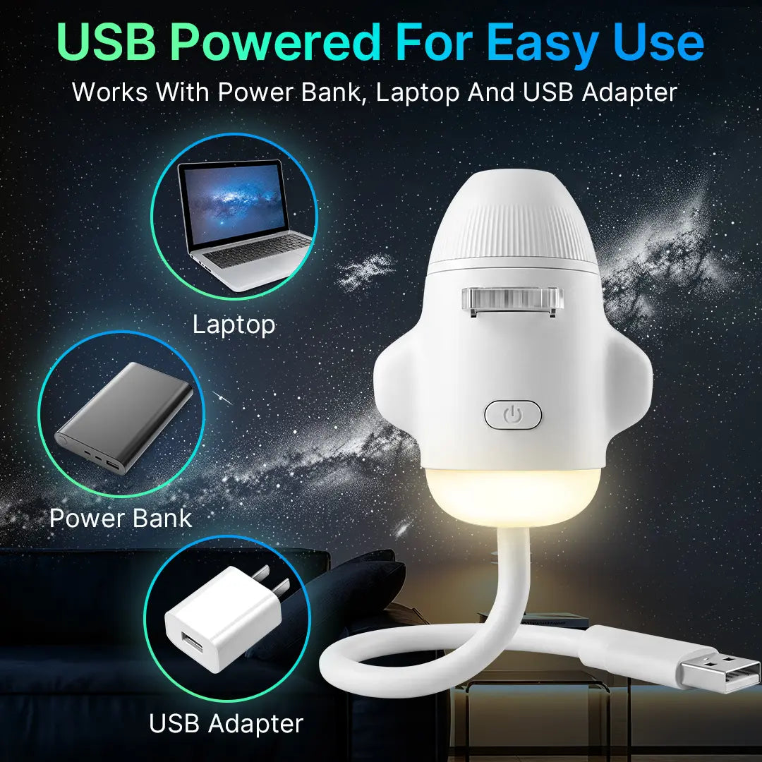 Modern 3-In-1 Portable Galaxy Projector with 6 Projection Films, PVC Body, 360° Brightness Adjust, USB Power, Eye-Caring LED Night Light for Adults' Bedrooms, Homes - Ideal Gift
