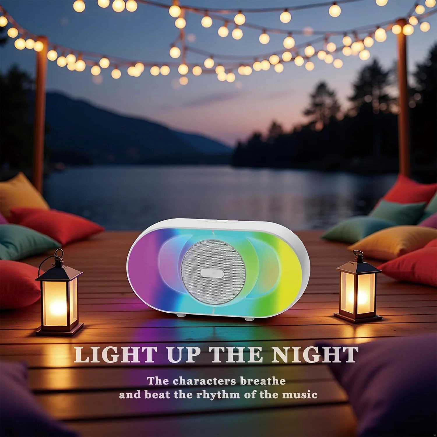 Portable Bluetooth Speaker, Wireless MP3 Music Player with RGB Lighting, Tf-Card Wireless BT 5.3 Dual Stereo Pairing Wireless Speaker for Outdoor, Home, Party, Beach, Shower