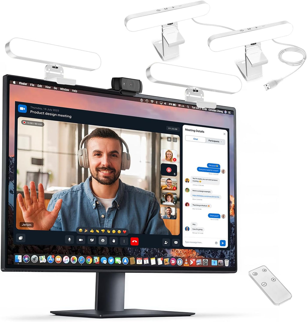 Dual-Lamp Video Conference Lighting, LED Streaming Light with Remote and Touch Control, Zoom Lighting for Computer,Webcam Laptop Monitor Ring Light for Video Calls/Zoom Meetings (White)