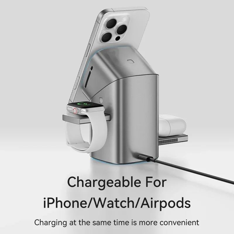 Qi2 Auto-Rotate Touch Magnetic 3 in 1 Wireless Charger Fast Charging 15W for Iphone Airpods Iwatch