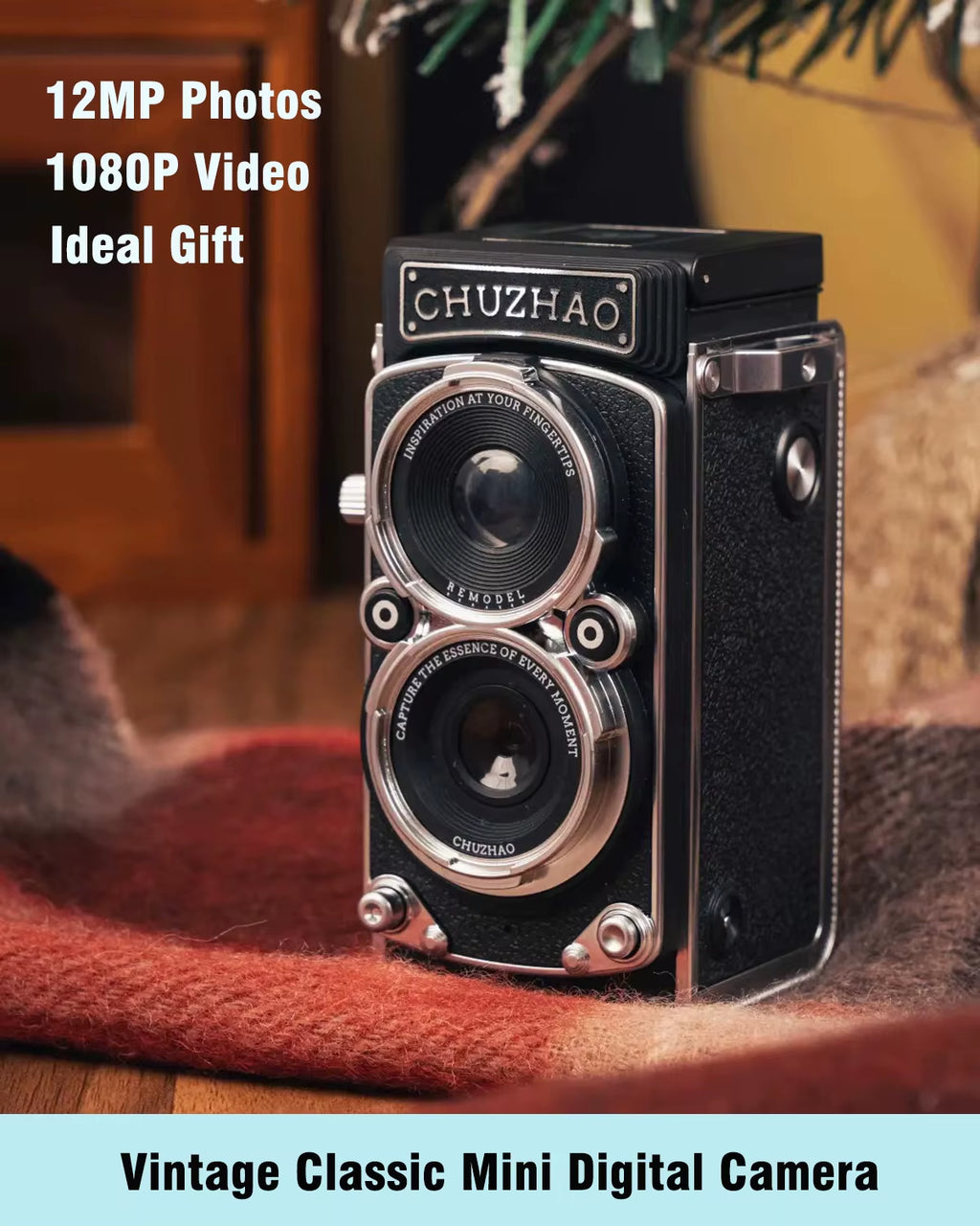 CHUZHAO Vintage Mini Digital Camera Autofocus 12MP, 1080P FHD Video Vlogging Portable Camera