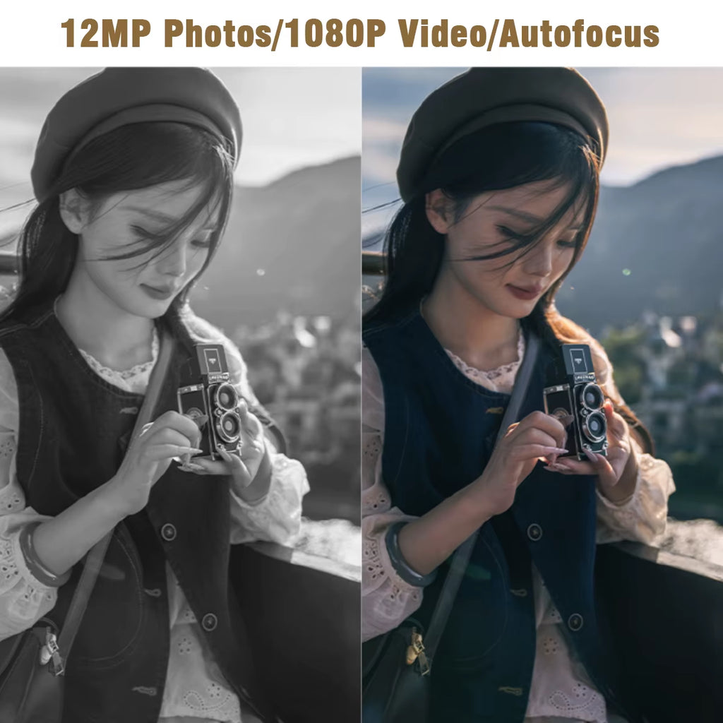 CHUZHAO Vintage Mini Digital Camera Autofocus 12MP, 1080P FHD Video Vlogging Portable Camera