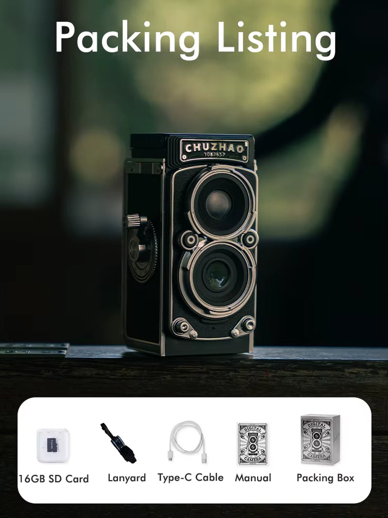 CHUZHAO Vintage Mini Digital Camera Autofocus 12MP, 1080P FHD Video Vlogging Portable Camera
