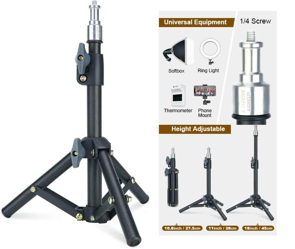Flexible Mini Tripod Stand with 1/4" Screw for Photography Video Recording Vlogging 10.8”-18” Compatible with Gopro, Webcam, Camera, Ring Light-8801