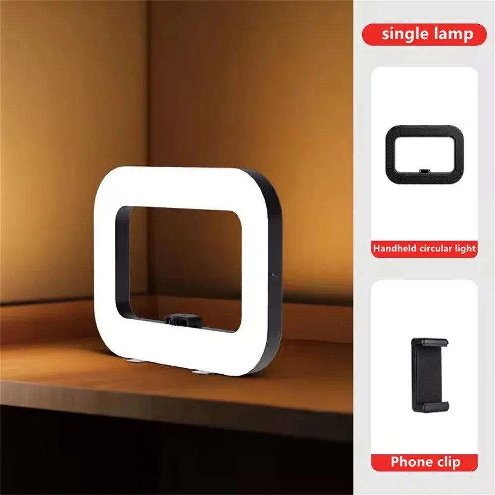 Portable Handheld Ring LED Light New Rabbit Cage Lighting Photography Lamp for Mobile Live Broadcast Selfie Light