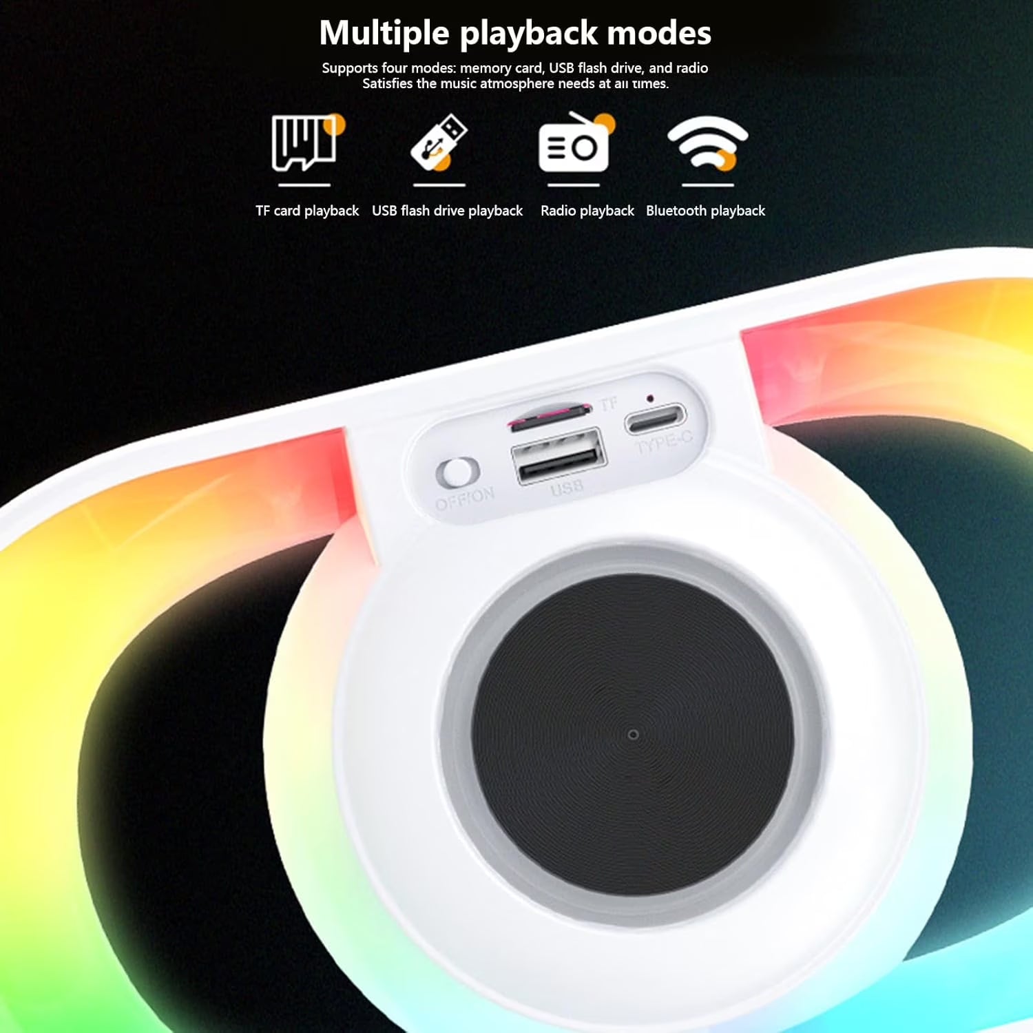 Portable Bluetooth Speaker, Wireless MP3 Music Player with RGB Lighting, Tf-Card Wireless BT 5.3 Dual Stereo Pairing Wireless Speaker for Outdoor, Home, Party, Beach, Shower