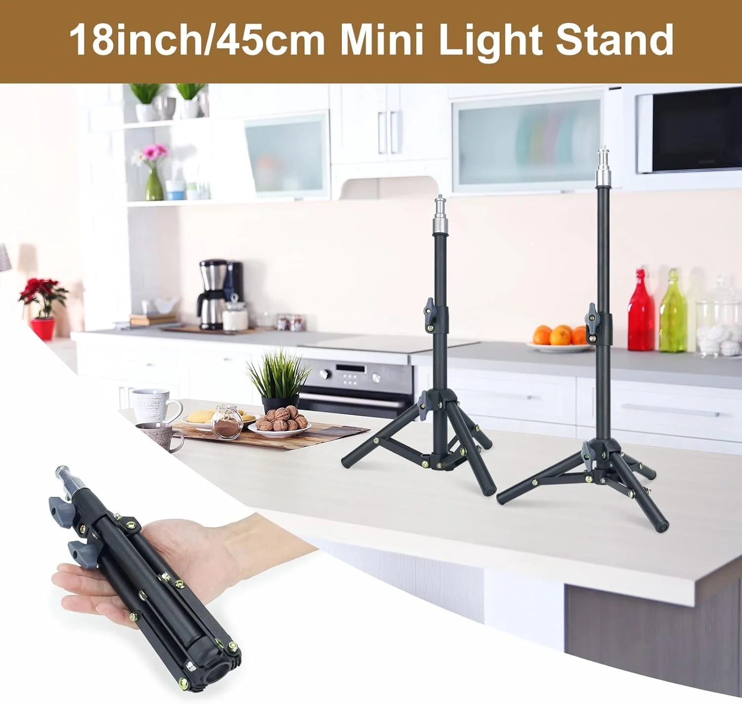 Flexible Mini Tripod Stand with 1/4" Screw for Photography Video Recording Vlogging 10.8”-18” Compatible with Gopro, Webcam, Camera, Ring Light-8801