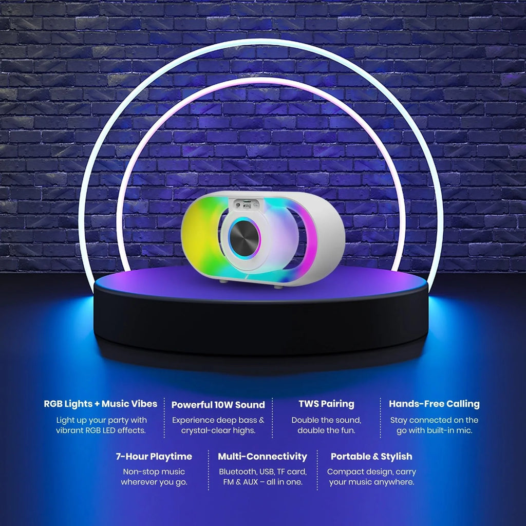 Portable Bluetooth Speaker, Wireless MP3 Music Player with RGB Lighting, Tf-Card Wireless BT 5.3 Dual Stereo Pairing Wireless Speaker for Outdoor, Home, Party, Beach, Shower